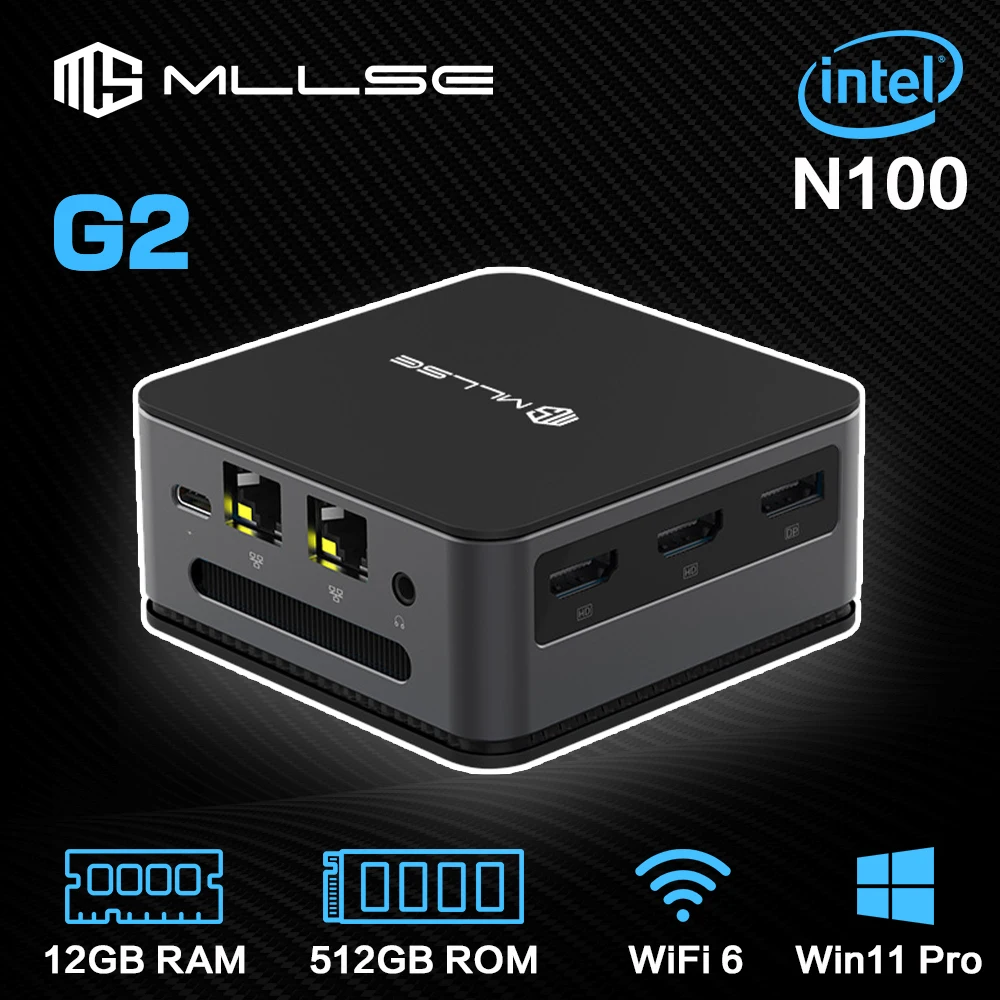 MLLSE G2 Mini PC Windows 11 Pro Alder Lake N100 Intel 12th DDR4 12GB RAM 512GB SSD WiFi 6 BT5.2 Komputer stacjonarny Mini Pc Work