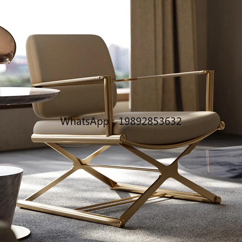 YFY Light Luxury Leisure Chair Living Room Internet Celebrity Ins Stainless Steel High Backrest