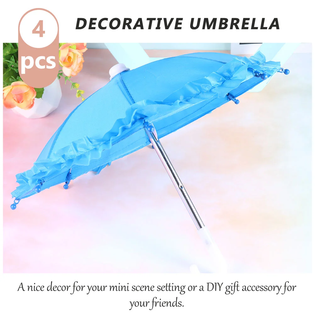 4 Pcs Mini Parasol Lace Toy Umbrella Kids Toys Lovely Hanging Decors Accessories up Umbrellas Baby