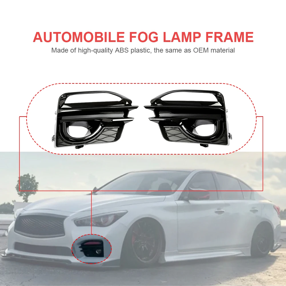 1 คู่ไฟหน้าหมอกโคมไฟกรอบ ABS หมอกโคมไฟตกแต่งภายนอกหมอกสําหรับ Infiniti Q50 Sport 2014 2015 2016 2017