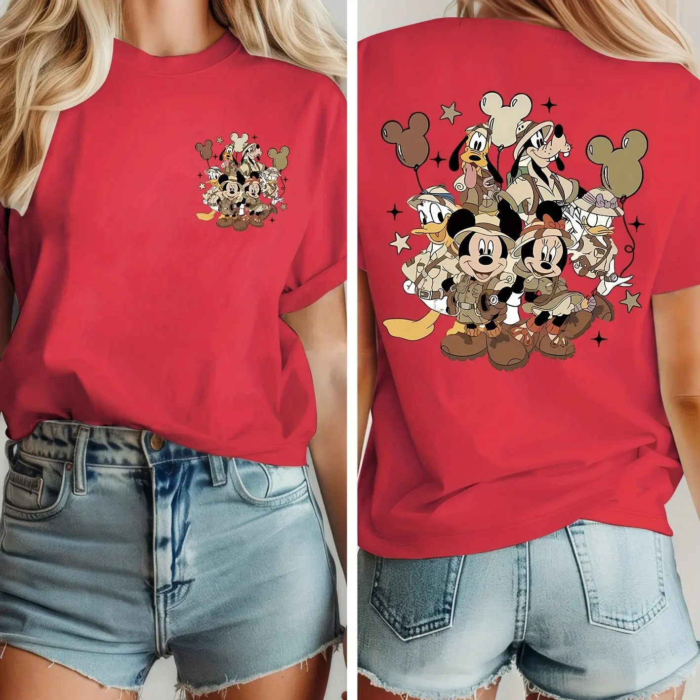 تي شيرت ديزني ميكي ماوس قطن للرجال والنساء كاجوال عصري كبير الحجم فضفاض بأكمام قصيرة للجنسين ملابس خروج للمناسبات #5