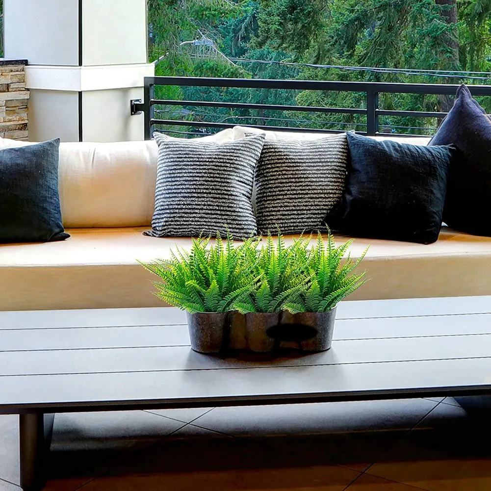 GOOD-18Pcs Artificial Ferns Plants Bushes Fake Boston Fern Shrubs Plastic Plant Greenery For Outdoor Indoor Home Garden Decor