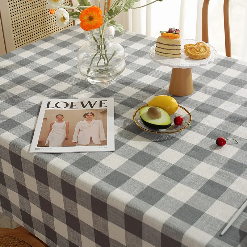 Mantel de algodón a cuadros para fiesta de Navidad, cubierta rectangular para mesa de comedor, Picnic, barbacoa, decoración del hogar, rojo y verde
