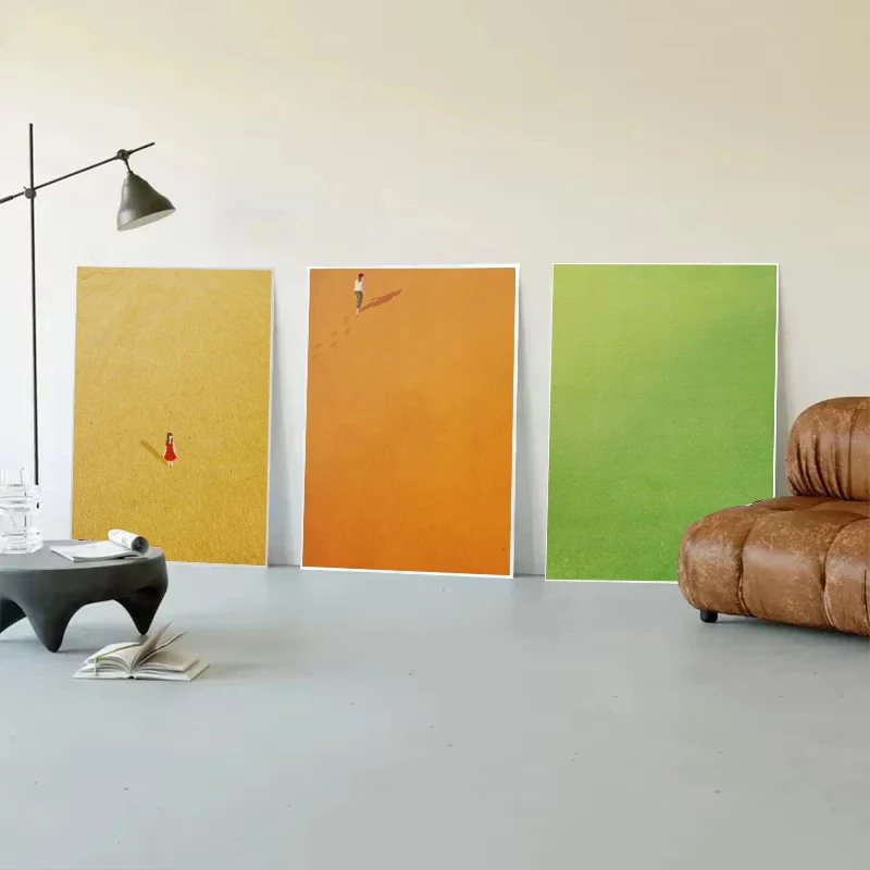 الإبداعية فتاة وحده الملصقات الحد الأدنى الملونة قماش لوحات طباعة صورة الداخلية جدار الفن لغرفة المعيشة ديكور المنزل