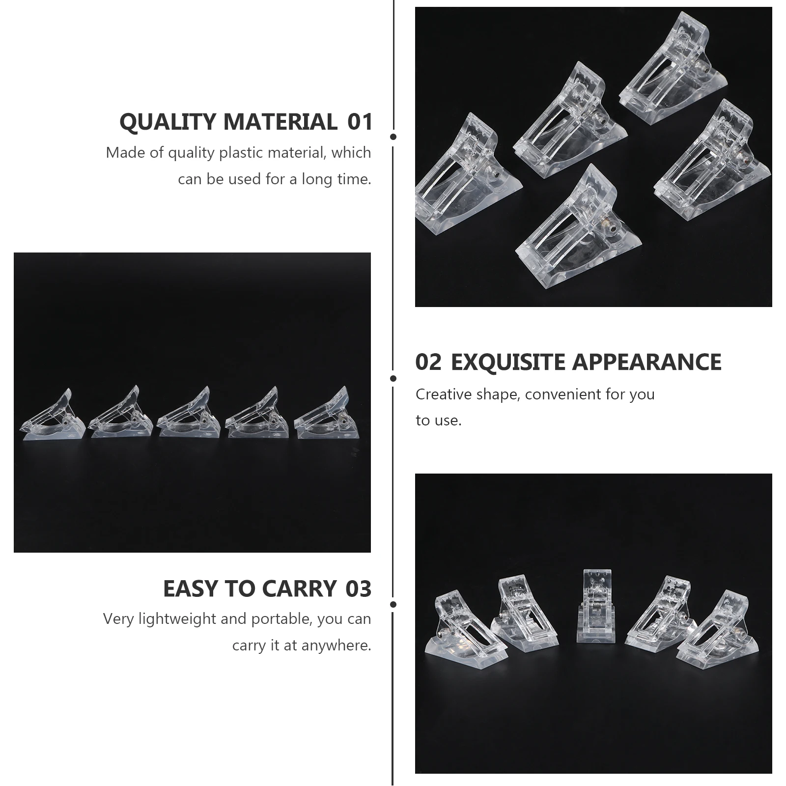 10Pcs Nail Art Fixation Clips Reusable Manicure Shaping Clamps for Polish Uv Gel Removal Lightweight Portable Salon Home Kit