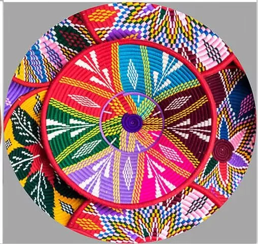 Mehofond Traditional Ethiopian Floral Round Backdrop Africa Colorful Basket Circle Background Mexican Birthday Party Decoration