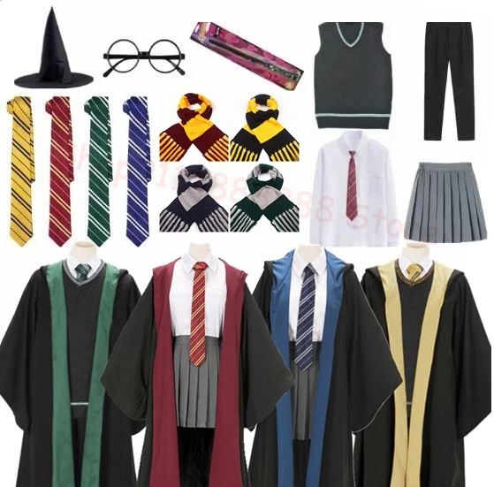 Костюм Поттера для детей и взрослых, праздничная одежда Granger, плащ Гермионс, школьная форма для женщин и мужчин, детский карнавальный костюм на Хэллоуин