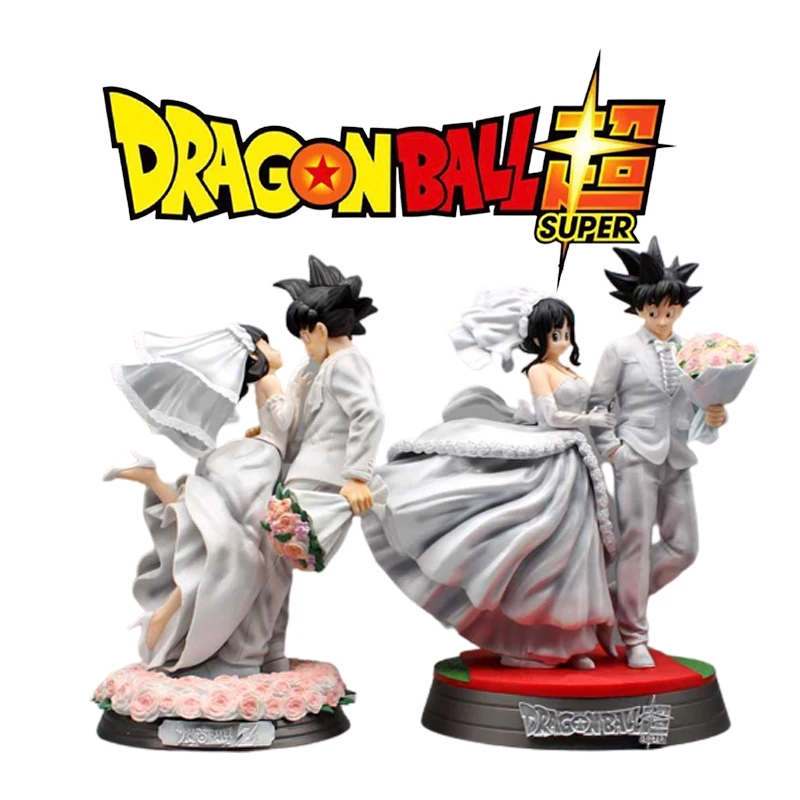 31-33cm Dragon Ball Cartoon Son Goku Chichi Wedding White Wedding Dress Gk Limited Model Room Decoration Kids Toy Birthday Gift