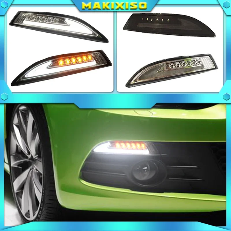 For VW Scirocco 2008-2013 Car Front LED side marker Lamp Amber Turn Signal Lights and White DRL Daytime Running Lights