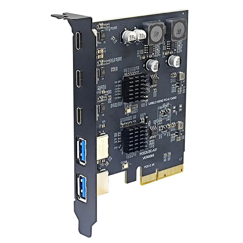 PCI Express X4 To 3 Port Type C + 2 Port USB3.2 Gen2 10Gbps Adapter ASM3142 + VL822 Chip PCIE USB Expansion Card User-Friendly