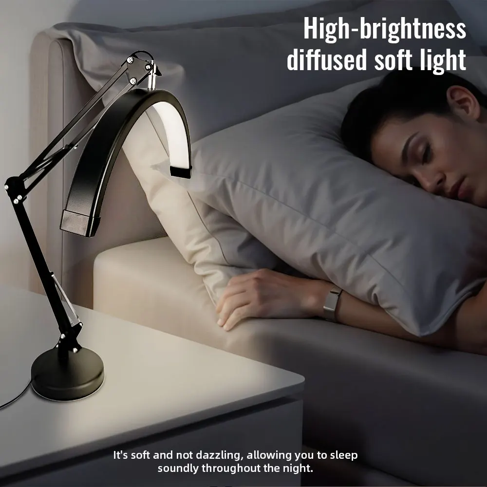 

Portable LED half moon shaped desk lamp, European and American standards, suitable for makeup studios, salons, nail art