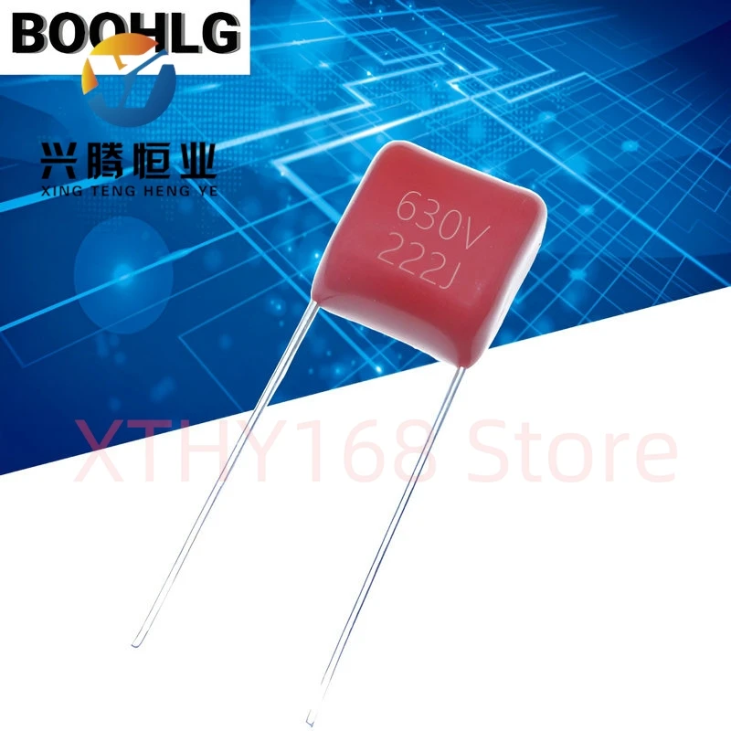 100pcs CBB 222 630V 222J 630V 0,0022uF 2.2nF P10 CBB22 Capacitor de filme de polipropileno metalizado
