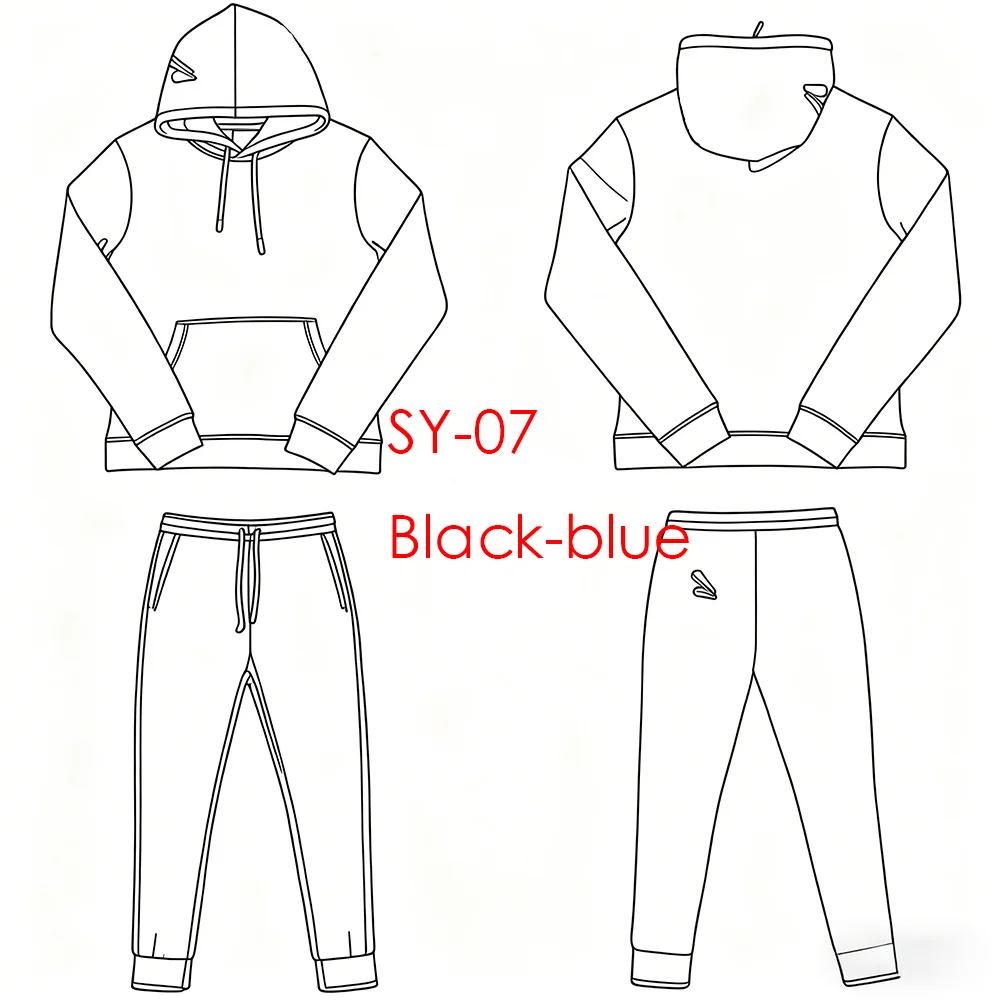 

SY-07 Tracksuit Cotton Hoodies Trousers Sets for Men Jogging Streetwear Men Women Clothing Y2k Autumn Winter Tops Pants