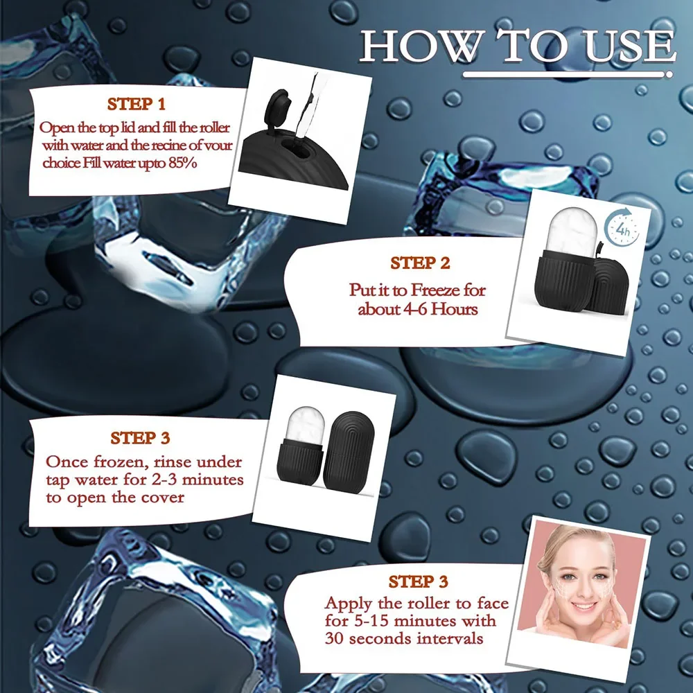 얼굴과 눈을 위한 아이스 롤러, 아이스 페이스 롤러, 얼굴 미용 아이스 롤러 스킨 케어 도구, 아이스 페이셜 큐브, 실리콘 아이스 몰드