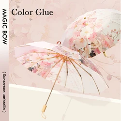 Double Layer Flower Sunshade Umbrella for Women Sunny and Rainy Umbrella Anti Wind 3 Folding Sun Protection UV Umbrellas