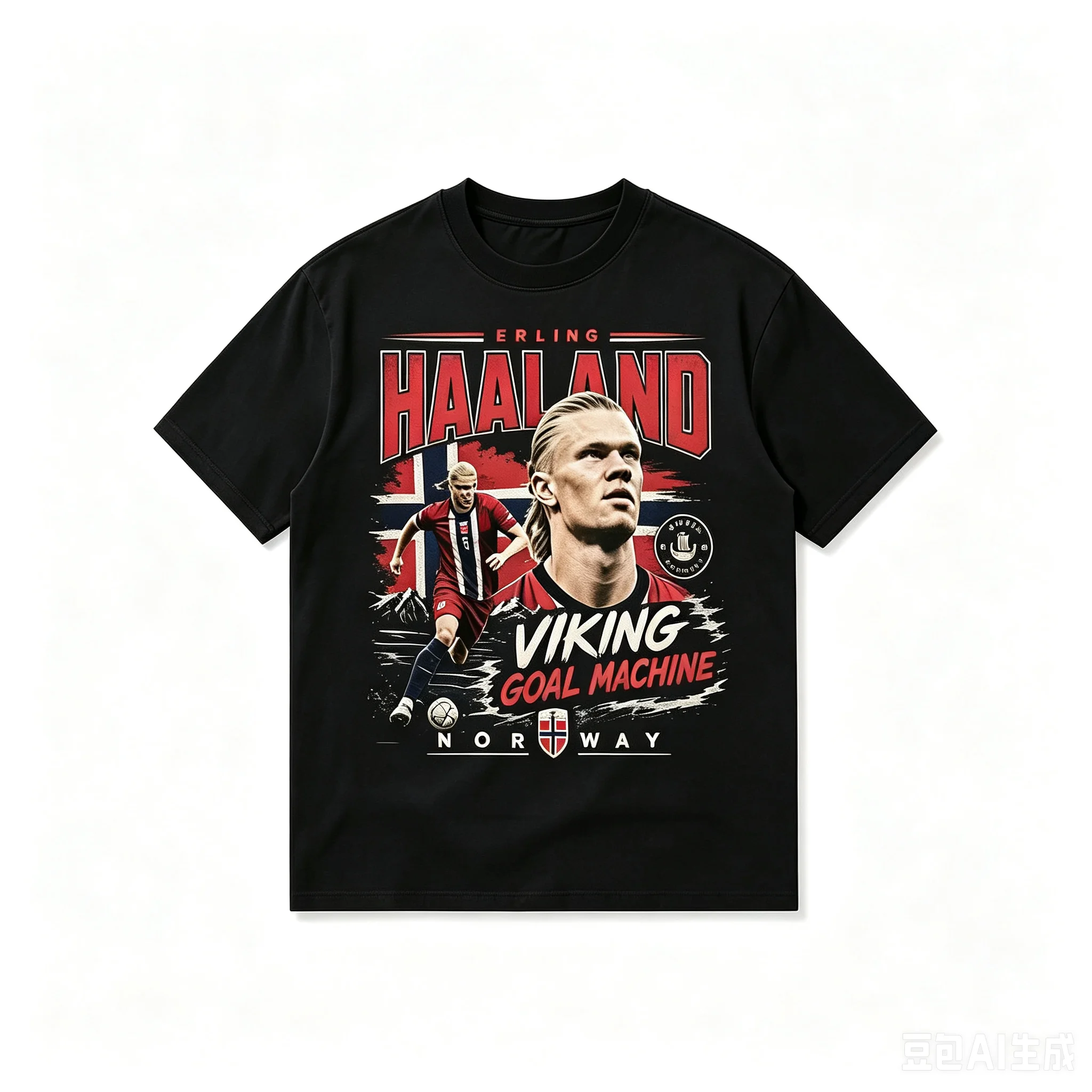 1pc Erling Haaland Norway Football Retro Portrait Print Cotton T shirt Unisex Men Women Kids Streetwear Casual Short Sleeve Tops