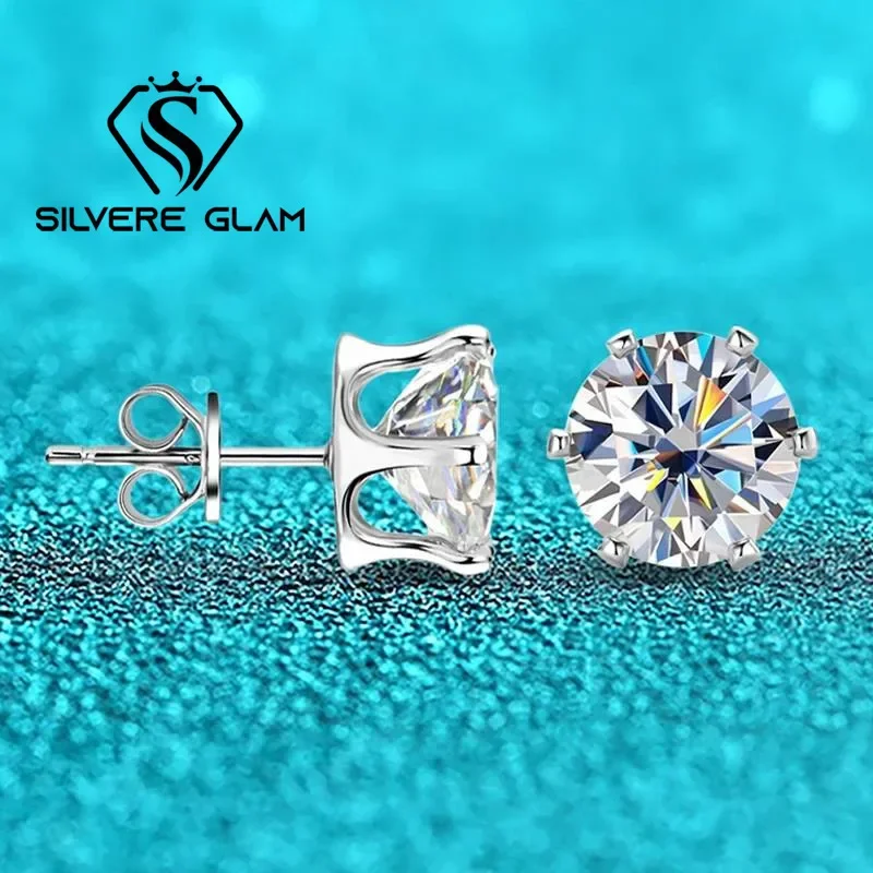 

TY 0.2-6Carat Moissanite Stud Earrings For Women Men D Color Lab Diamond Earring 925 Sterling Silver Ear Piercing Jewelry