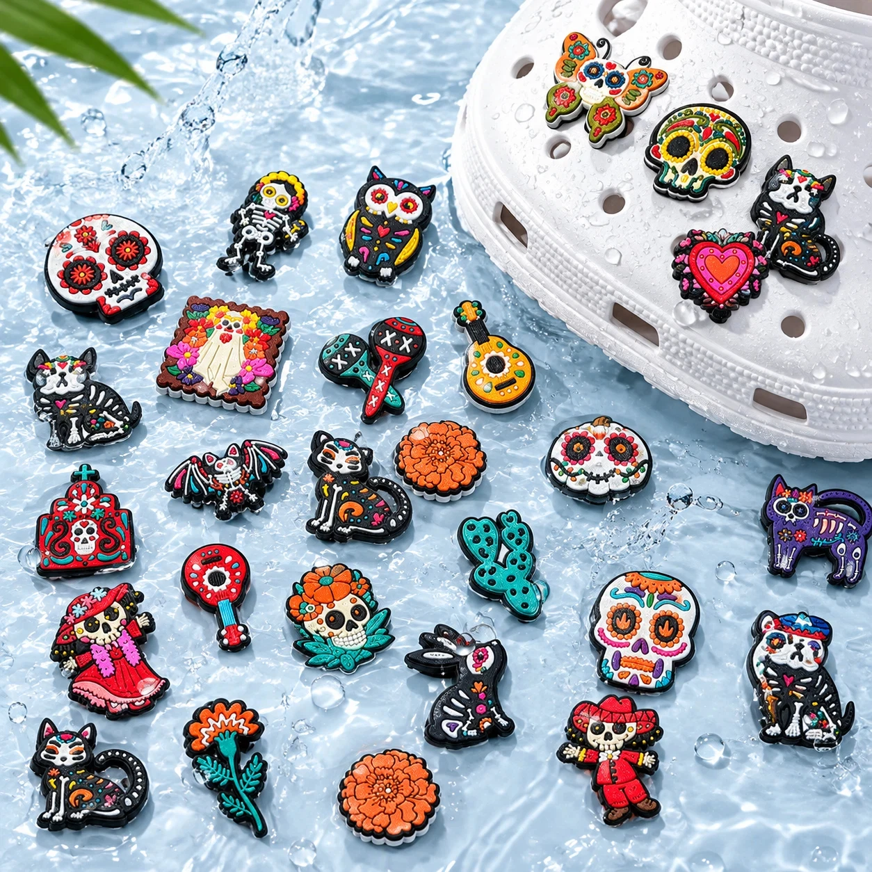 9-100Pcs Mexico Skull Owl Cactus Flower Pvc Shoes Charms Shoe Accessories For Clogs Sandals Decoration Buckle Holiday Present