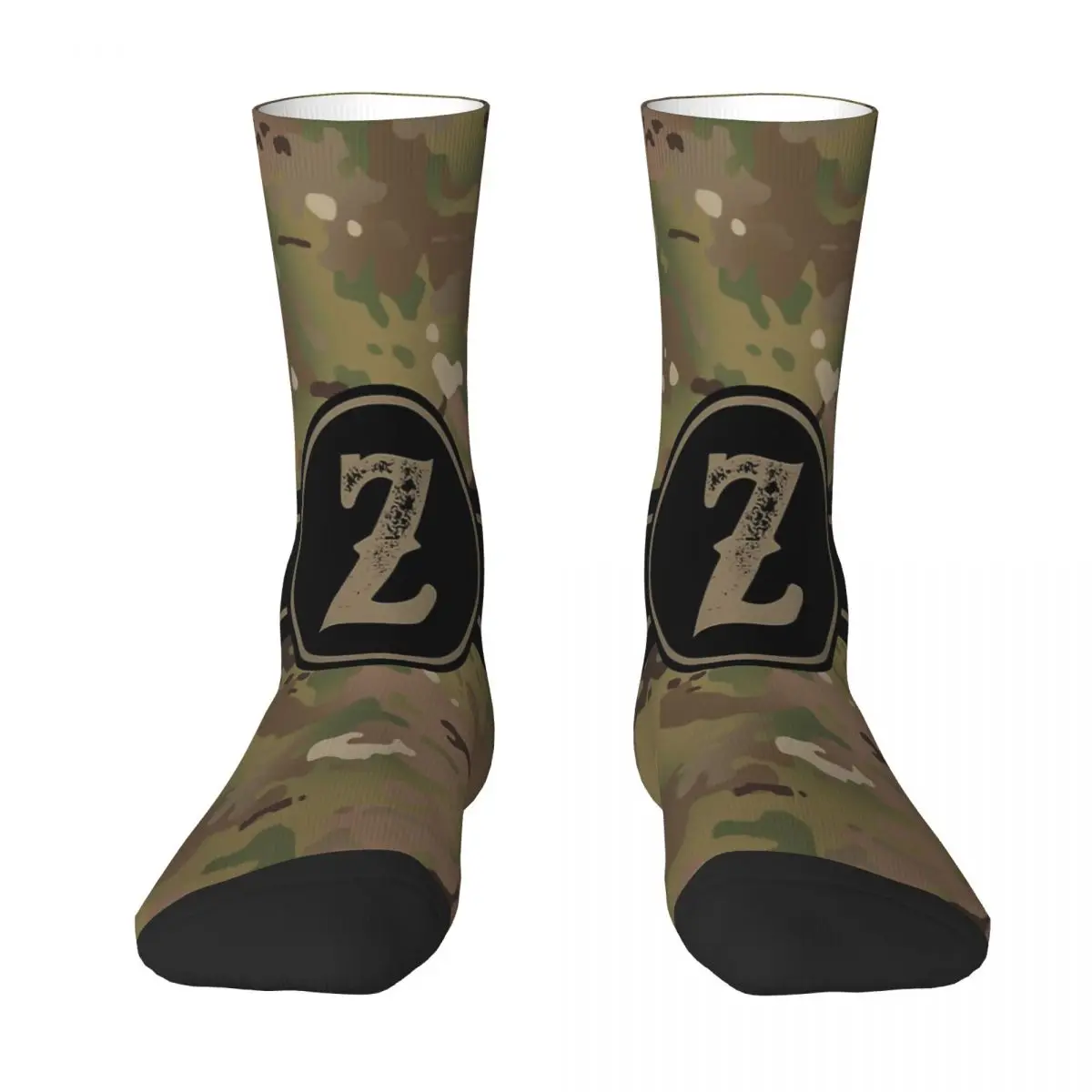 Camouflage Army Monogram Letter Z Socks Male Mens Women Autumn Stockings Printed