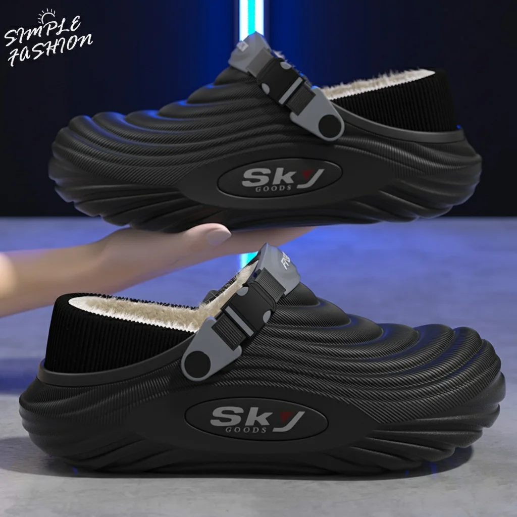 Men's Winter Warm Waterproof EVA Slippers Thick Sole 4CM Anti Slip Fur Lined Indoor Outdoor Shoes For Comfort image 6