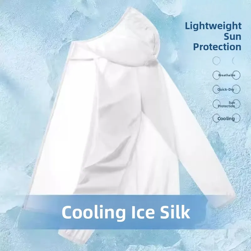

Ice Sensation Men's Summer Thin Breathable Outdoor Cycling Casual Sun Protection Clothing Long Sve Zipper Pure Color
