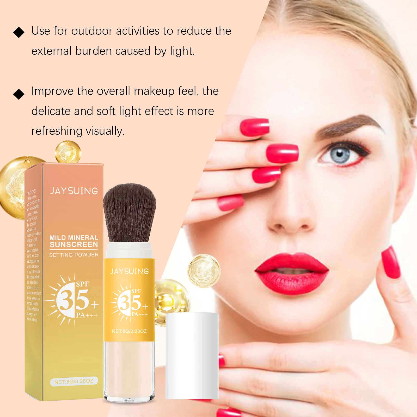 بودرة سائبة واقية من الشمس SPF35 + للتحكم في الزيت تغطي المسام غير اللامعة Sunblock مقاومة للماء تغطية كاملة مسحوق إعداد المكياج الدائم