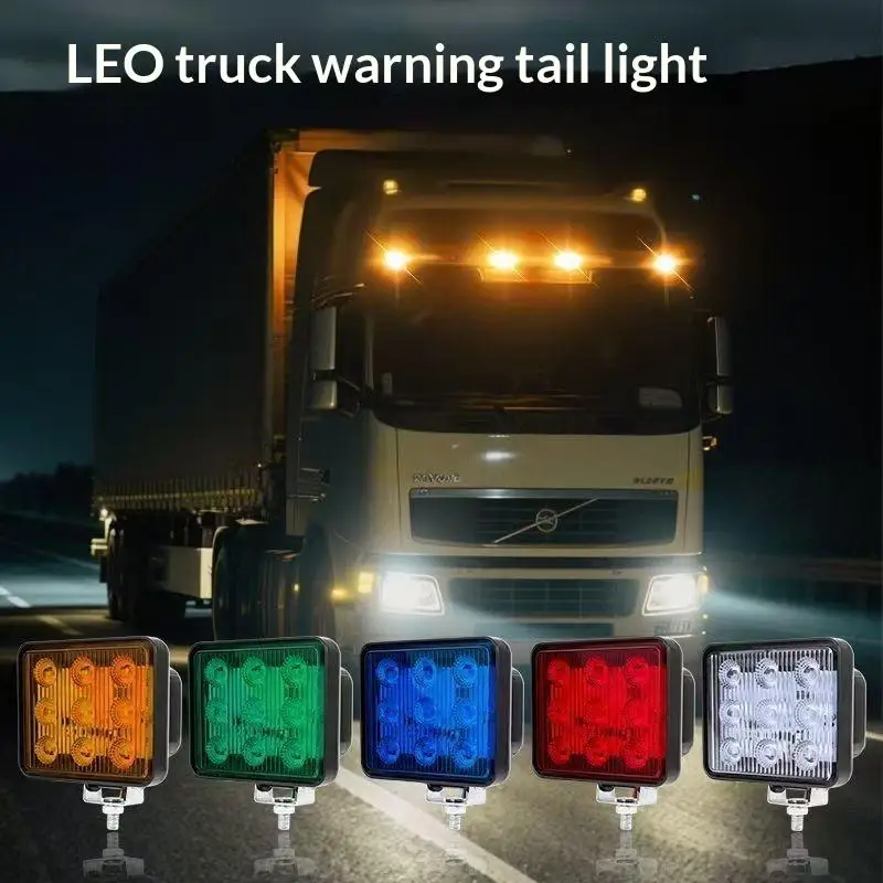 Universal Strobe Warning Tail Light 9 LED High Brightness DC 12-80V Dustproof Rear Safety Light for Truck Van Trailer
