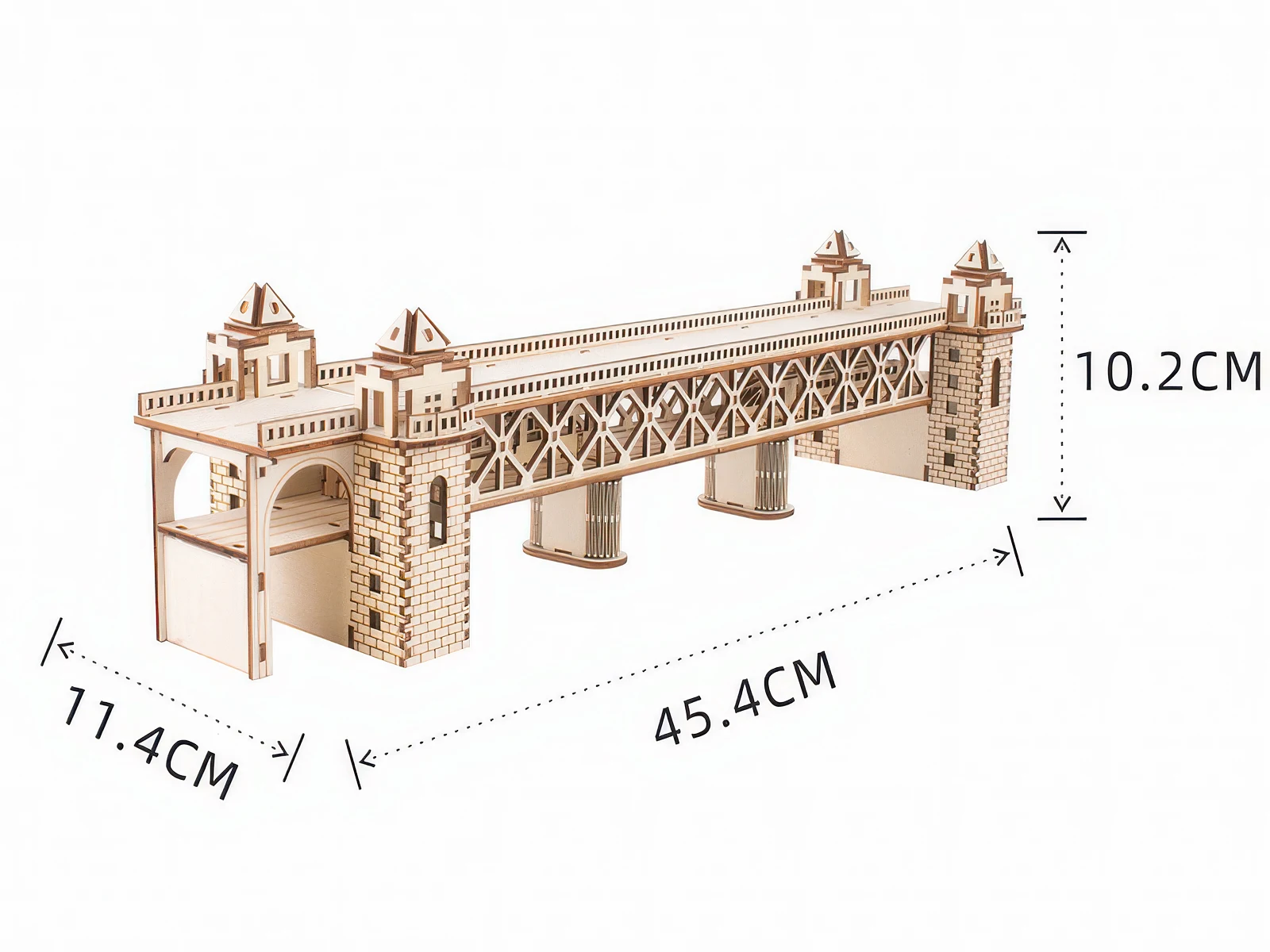 OUZEY 3D木製橋模型キット 天然木色 DIY組み立てパズル、大人と14歳以上のティーン向けの教育的エンジニアリングプロジェクト
