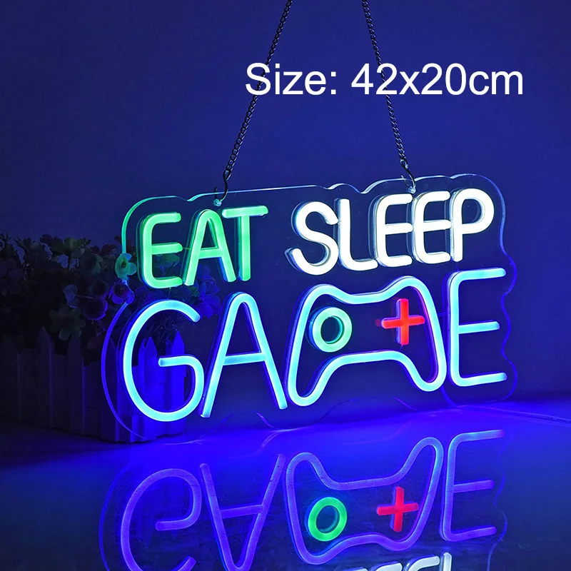 Game Room Neon Light Sign LED Lamp Game Console Zone Logo Nightlight USB Plug Bedroom Party Internet Cafe Playroom Gift