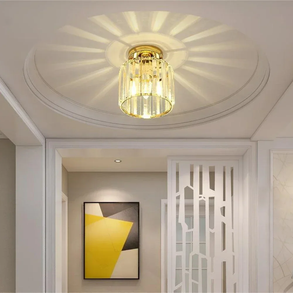 

Led Ceiling Lights Crystal Lampshade E27 Round Square Unique Lamp Designs Wall Aisle Corridor Living Room Pendant Nordic Simple