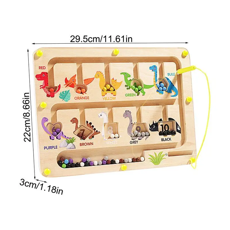 Wooden Magnet Puzzle Board Dinosaur Design Magnetic Number Counting Maze  Fine Motor Skills Toy for Travel Home School