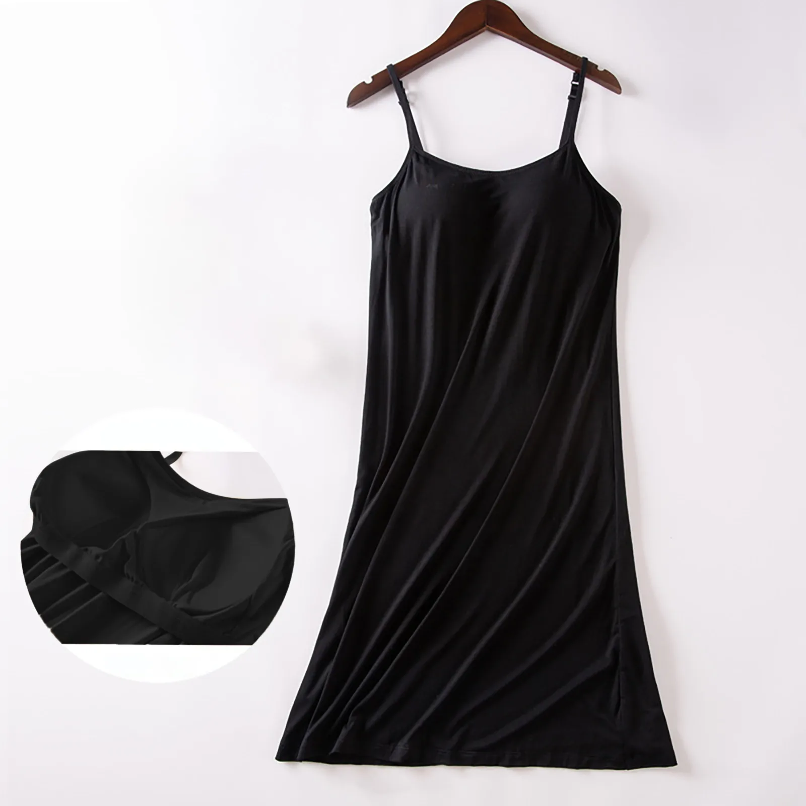 Vestido camisola con tirantes para mujer, largo debajo del vestido, sólido, enagua interior, longitud de 87 a 91 cm, nuevo