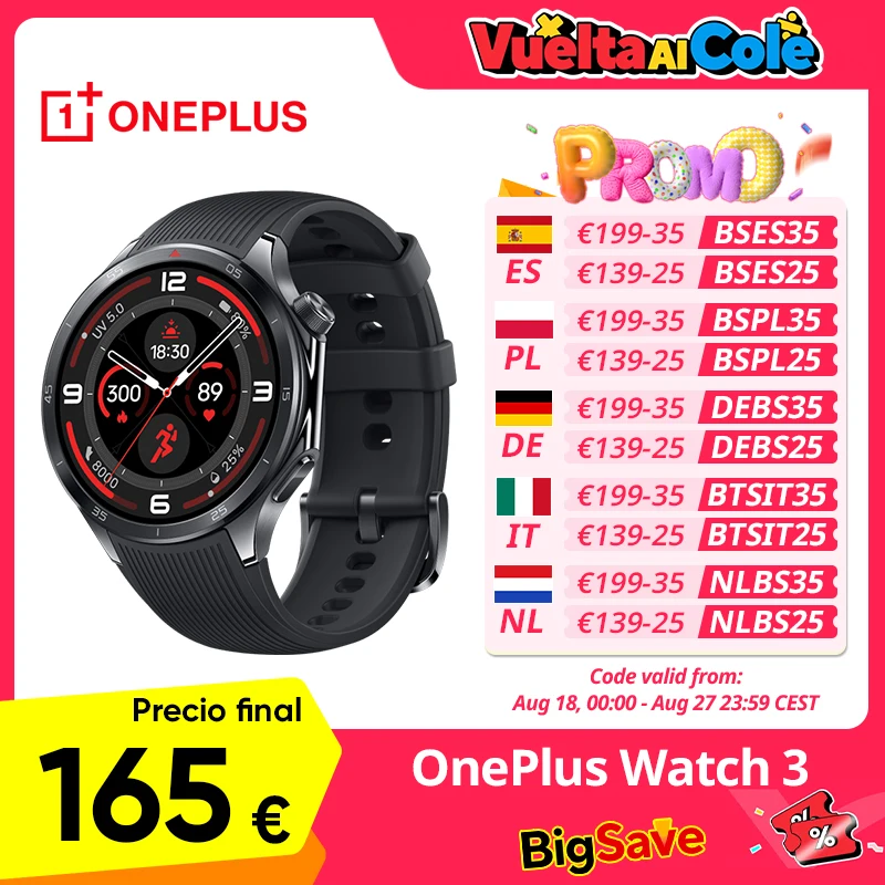 Versión global OnePlus Watch 3 Reloj inteligente Pantalla LTPO AMOLED de 1,50 pulgadas Procesador Snapdragon W5 GPS de doble frecuencia Wear OS