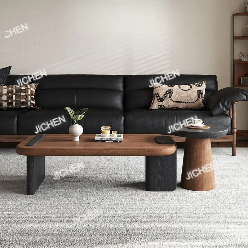 

Medieval coffee table living room household high and low combination side table retro minimalist tea table