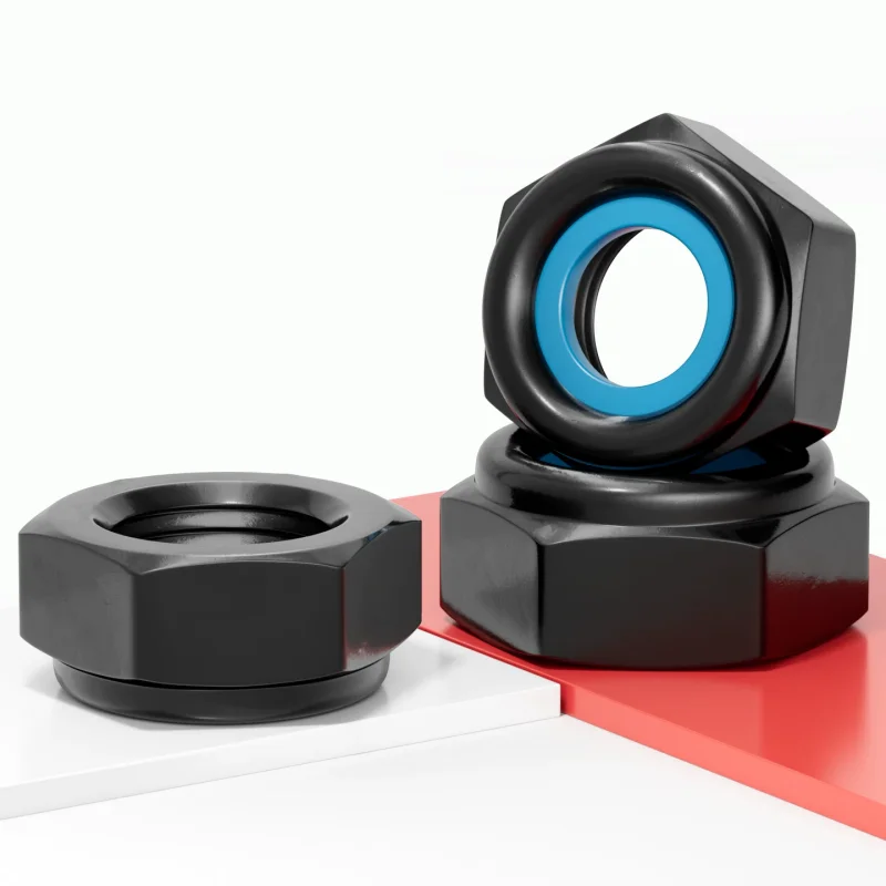 M2 M2.5 M3 M3.5 M4 M5 M6 M8 M10 M12 M14 M16 Black 304 Stainless Steel Hex Nylon Insert Lock Nuts Self-locking Locknut Nuts