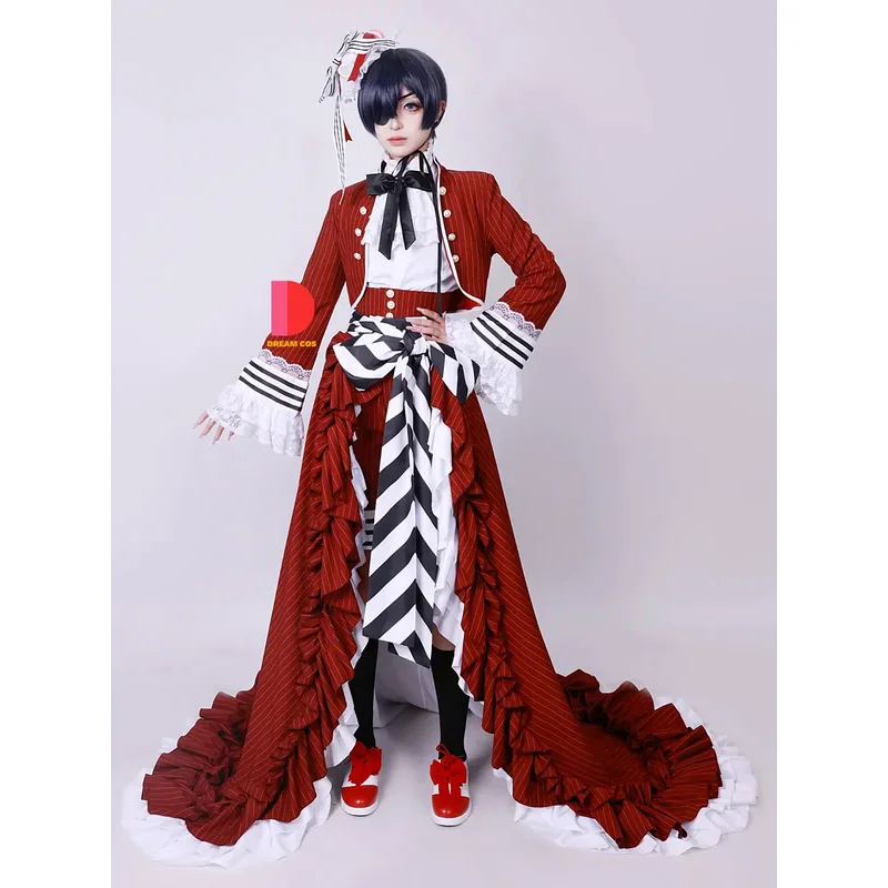 Black Butler Ciel Cosplay Costume Anime Outfit Tea Cup Earl Sebastian Butler Suit Fancy Dress Up Party for Men Women 2024 New