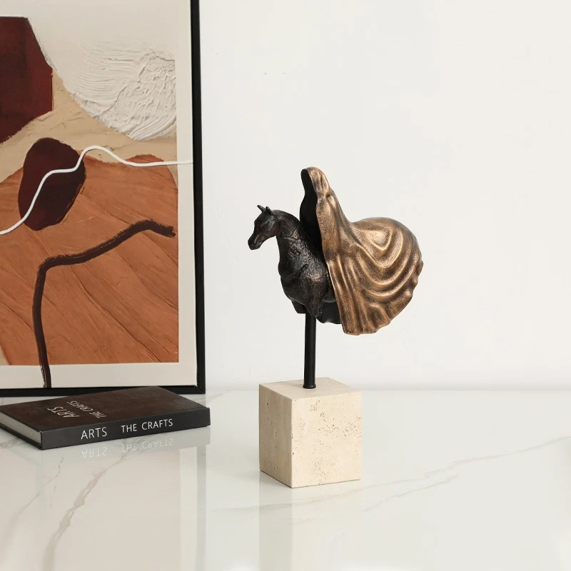 New Chinese style wabi sabi abstract riding horse forward resin ornaments sales office entrance bookcase decoration crafts