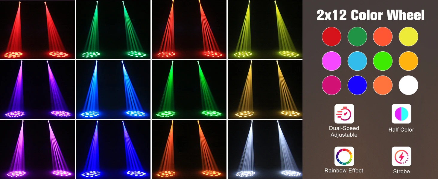 Yiflamefly 2X100W Dual-Head LED Beam Moving Head Lights 19Gobo 18Prism 12Color Bühnenbeleuchtung für Hochzeiten, Partys, DJs, Clubs, KTV, Bars – Detail 2