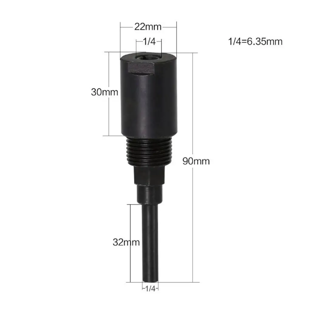 Durable Metal Collet Extension Rod Router Bit Holder 1/4 Shank Woodworking Cutting Tool for Deep Engraving Applications