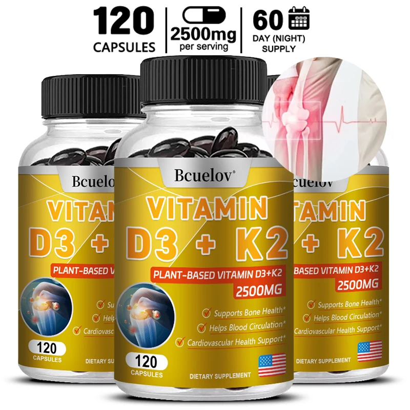 Vitamin D3 + K2 MK-7 - D3 Vitamin Supplement, 2 in 1 Supports Immune, Heart, Joint, Dental & Bone Health - Easily Absorbed