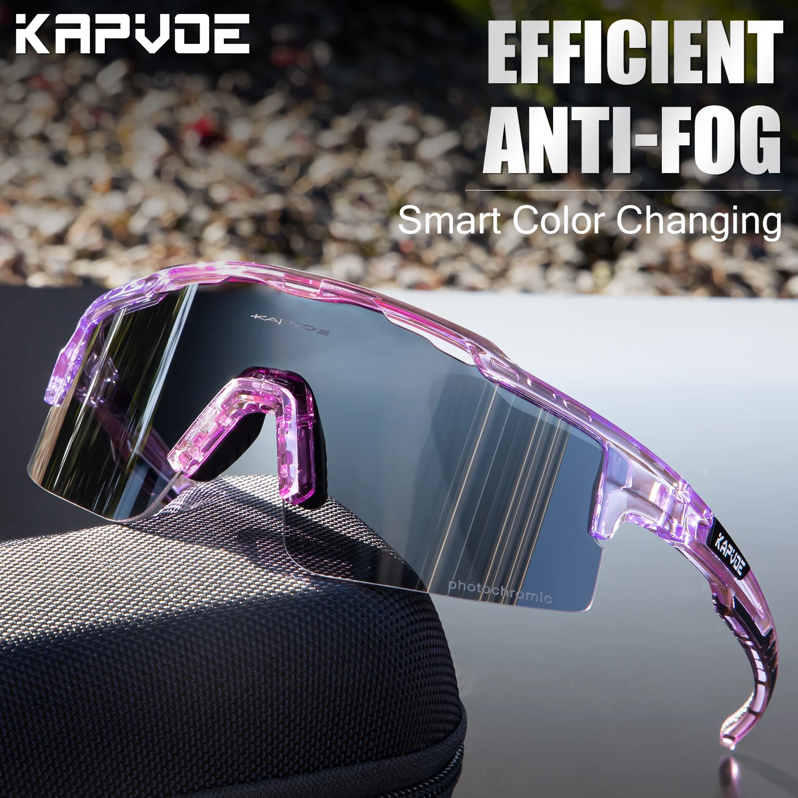 KAPVOE UV400 HD Anti-Fog Photochromic Sunglasses for Hiking Cycling Outdoor Sports Waterproof Glasses Stylish Driving Sunglasses
