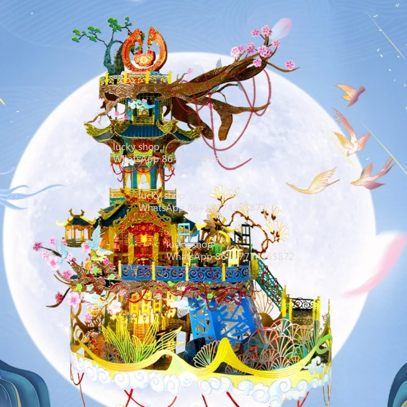 

Yuelao Pavilion Three-dimensional Assembly Model, Difficult Handmade Metal Puzzle Qixi Festival Valentine's Day Gift Girlfriend