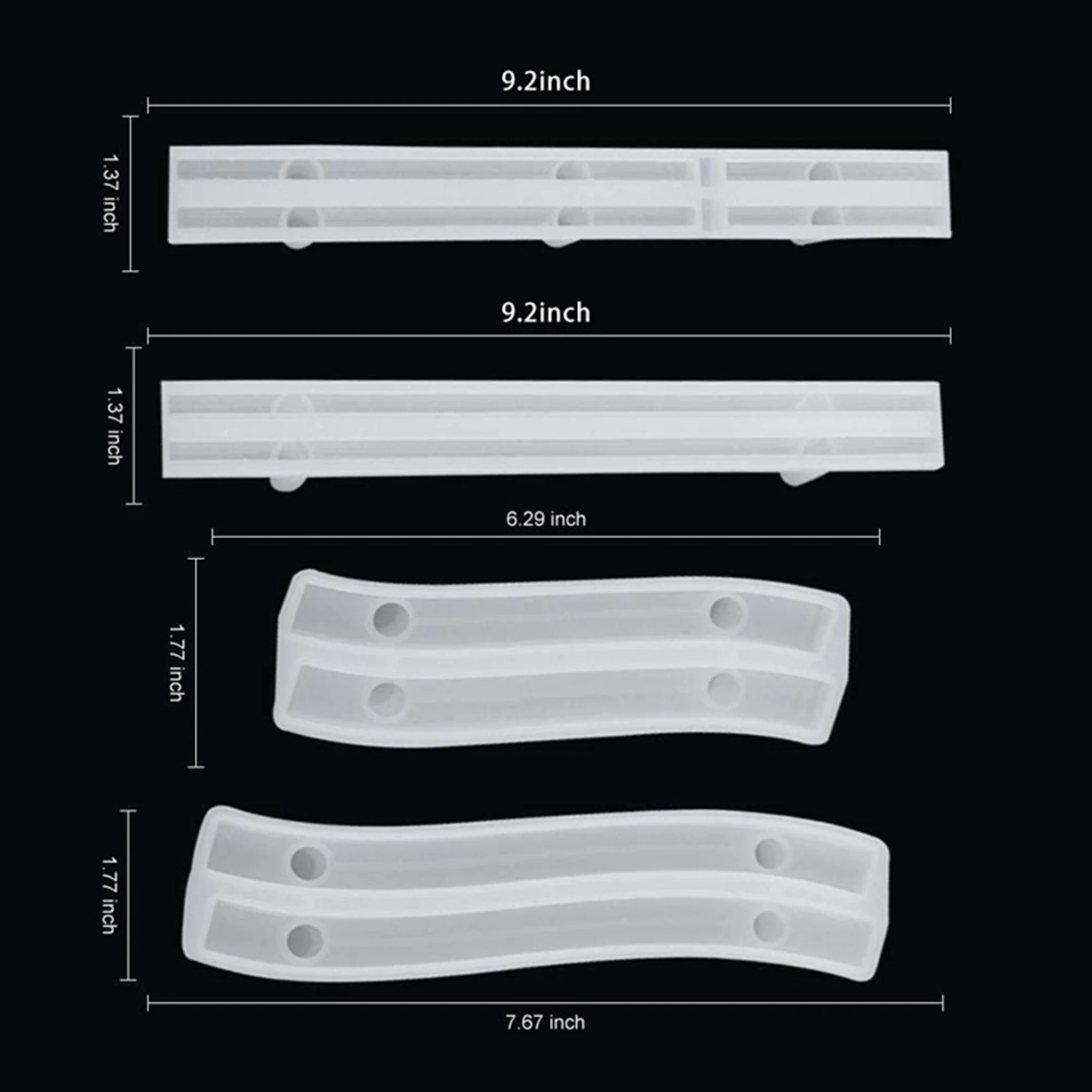 ABVT-8 Set Tray Handle Resin Mold, Silicone Epoxy Casting Mold For DIY Cabinet Door Handles, Drawer Bar Pulls, Afrt Crafts
