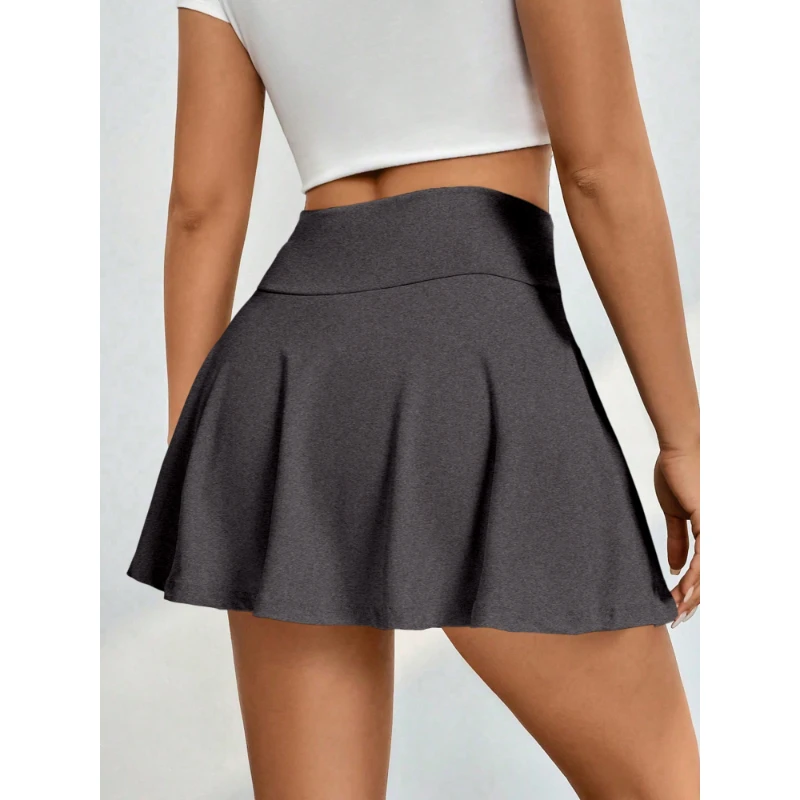 Female Half Skirt Summer Explosion Sports Style Solid Colour Pleated Skirt Trendy Soft Skin Friendly Comfortable Short Skirt