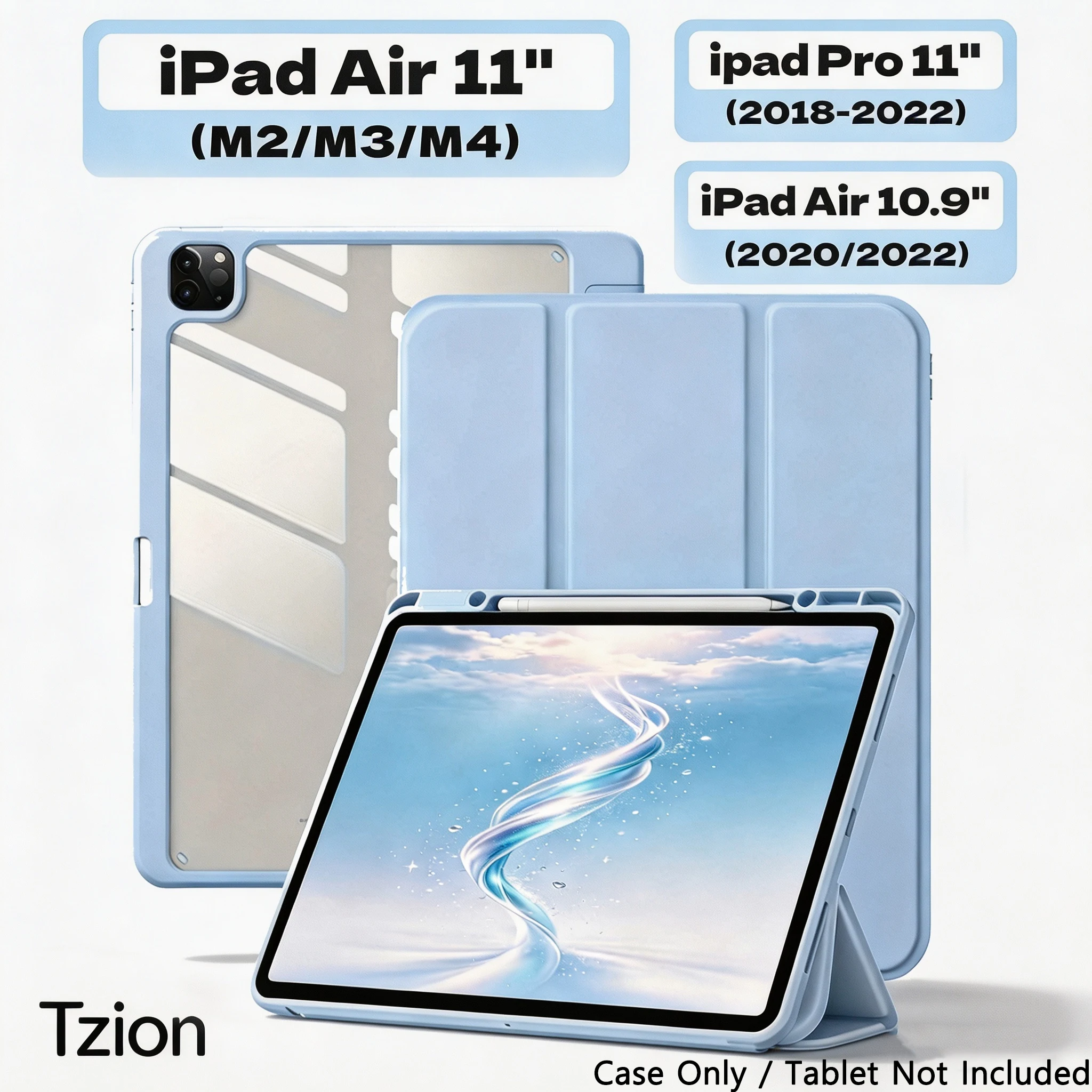 For iPad (A16) 11th 10th Generation Air 4th 5th 10.9 Pro 11 M2 M3 M4 2026 2025 2024 2022 Magnetic Flip Smart Cover Pencil Case