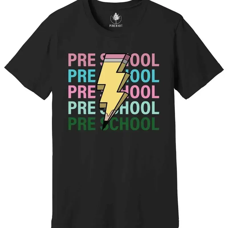 Pre School Pencil Shirt, Pencil Bolt Shirt, Retro Shirt, Back To School Shirt