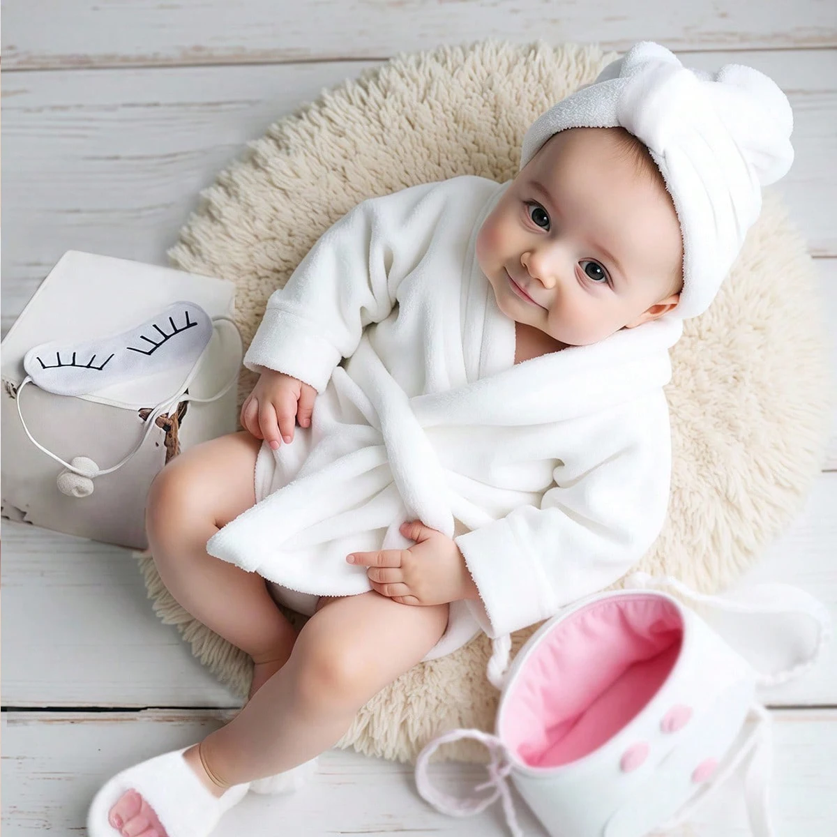 

Ylsteed пижамное платье для новорожденных с тенью для век + шапка-тюрбан + тапочки, халат для фотосъемки с вышивкой, наряд для младенцев