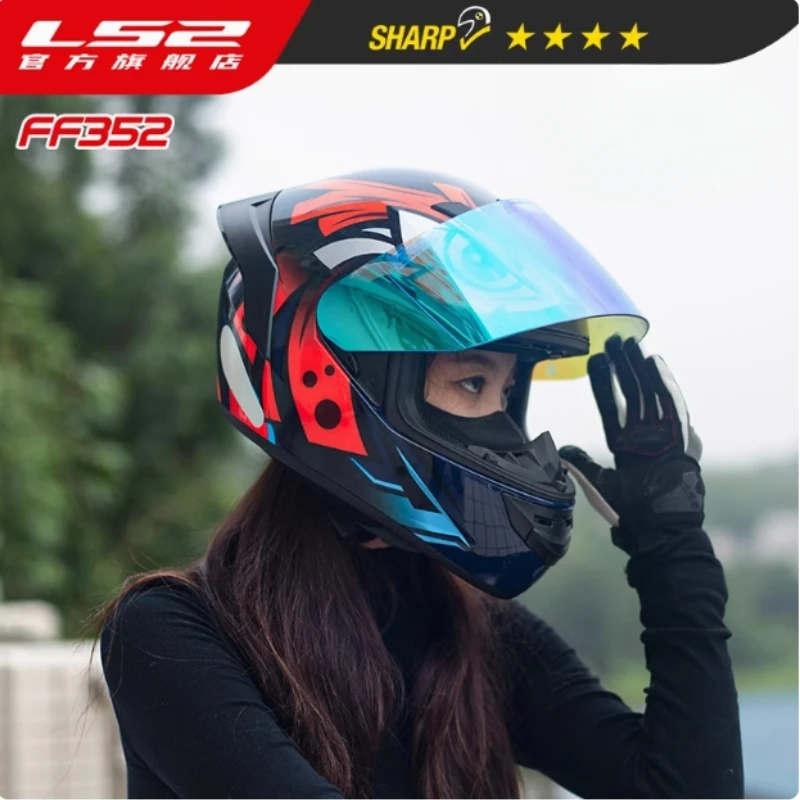 DOT ECE Certification LS2 Motorcycle Full-face Helmet for Men and Women in All Seasons Anti-fog Large Rear Wing Moto Racing