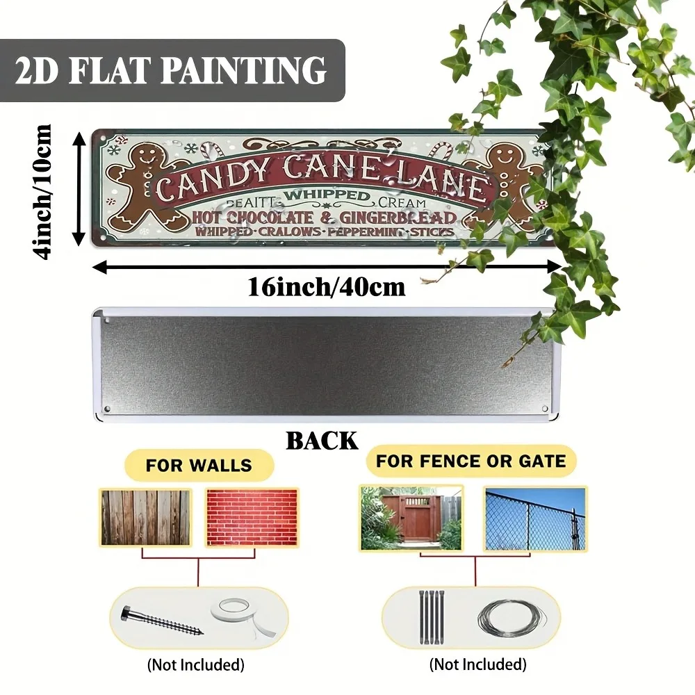 Custom Candy Cane Alley Metal Sign 2D Flat 1Pc Vintage Farmhouse Kitchen Bar Wall Decor Gift Only