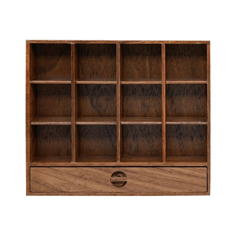 

1/6 Cup Holder Storage Rack Solid Wood Mini Bookcase Cabinet Doll House Mini Model Dollhouse Studying Room Accessories Parts (B)